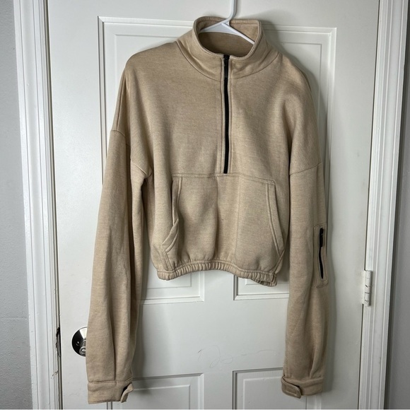 Pretty little thing Sand Oversized Zip Front Sweatshirt size small. - Picture 2 of 16